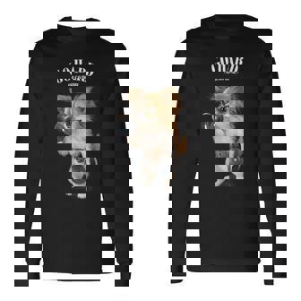 チワワ 犬の筋肉トレーニング ダンベル付き フィットネスジム 長袖Tシャツ - Kawaiitshirt