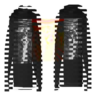 チワワ 面白いtシャツ 犬 ムンクの叫び かわいい メンズ 子供 おもしろ 服 グッズ ネタ わんこ 長袖Tシャツ - Kawaiitshirt