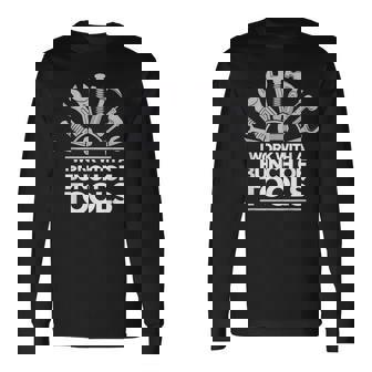 ツール 面白い メカニック 工具を使って仕事 お父さん 夫 ギフト アイデア 長袖Tシャツ - Kawaiitshirt