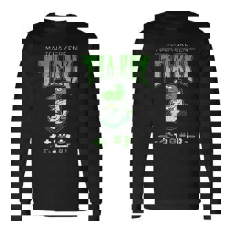 ティーレックス ダイナソー ディノサウルス 恐竜 茶道 茶道部 茶道クラブ 茶の湯 抹茶 お茶 ティー カワイイ 面白 長袖Tシャツ - Kawaiitshirt