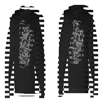 テューバ奏者のためのチューバ楽器スケッチ 長袖Tシャツ - Kawaiitshirt