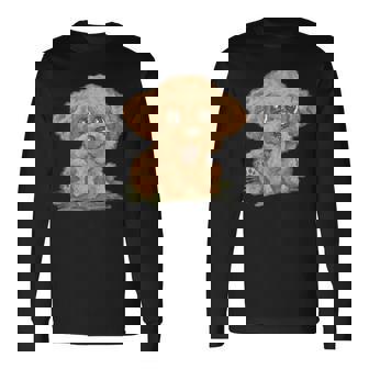 トイプードル かわいい いぬ 子犬 ペット おもしろ 動物 イラスト 長袖Tシャツ - Kawaiitshirt