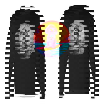 トイプードル サーフィン ファニー ドッグ ビーチ 長袖Tシャツ - Kawaiitshirt