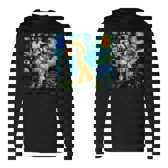 トイプードル 面白いtシャツ 犬 ゴッホ 星月夜 かわいい メンズ 子供 おもしろ 服 グッズ ネタ 長袖Tシャツ - Kawaiitshirt