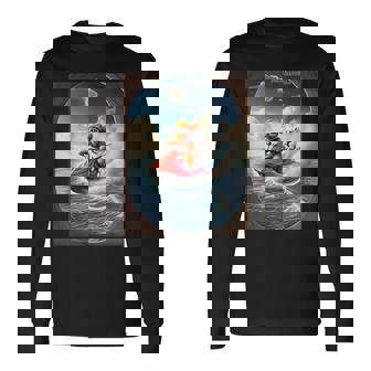 トイプードルとチワワのジェットスキー 夏の楽しいデザイン 長袖Tシャツ - Kawaiitshirt