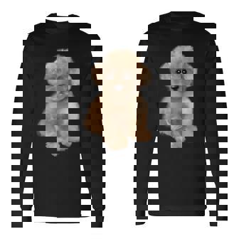 トイプードル犬、品種、ミニプードル子犬 長袖Tシャツ - Kawaiitshirt