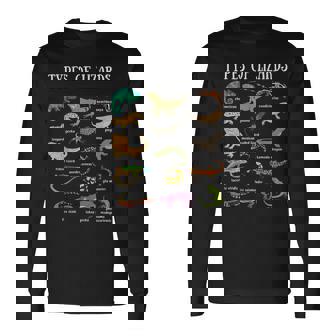 トカゲの種類 爬虫類爬虫類学 男性 子供 トカゲ コラージュ 長袖Tシャツ - Kawaiitshirt