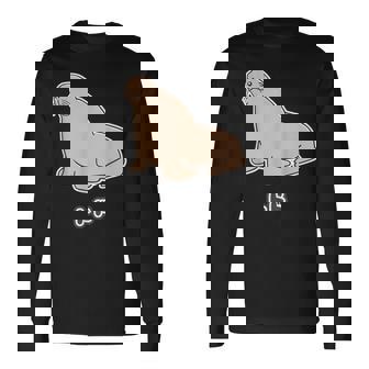 トド《ビッグ プリント》【どうぶつフレンズ】海・水族館の生き物 ゆるくてかわいい キャラクター イラスト 長袖Tシャツ - Kawaiitshirt