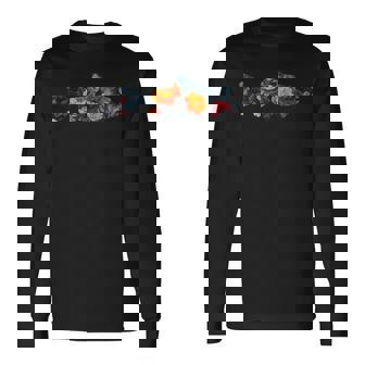 トラウトフィッシュのシルエット 花 植物 植物的 花柄 長袖Tシャツ - Kawaiitshirt