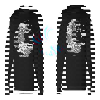 トランスジェンダー プライド Lgbtq トランスフラッグ 日本のウェーブアート Lgbt 長袖Tシャツ - Kawaiitshirt