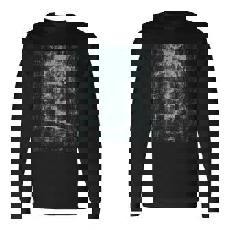 トリノの聖骸布イエス・キリスト教史の顔 長袖Tシャツ - Kawaiitshirt