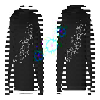 トロピカルカラー ハワイアン ホヌー ウミガメ 長袖Tシャツ - Kawaiitshirt