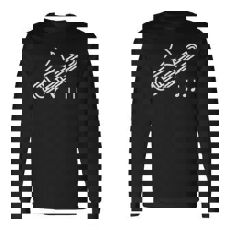 トロンボーン 音符 楽譜 音楽 楽器 長袖Tシャツ - Kawaiitshirt