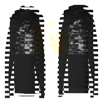 ドラマー ドラム クマ ドラムを演奏するミュージシャン 長袖Tシャツ - Kawaiitshirt