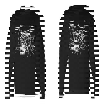 ドラムセットの図面 電子ドラム 長袖Tシャツ - Kawaiitshirt