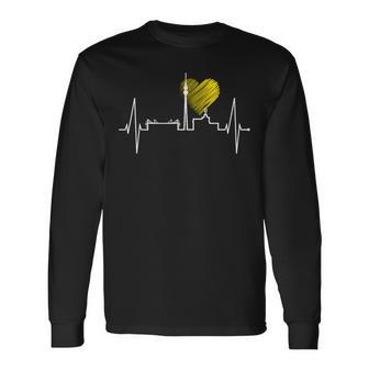 ドルトムント スカイライン ハートビート ルールポット ドイツ アイラブドルトムント I Love Dortmund 長袖Tシャツ - Kawaiitshirt