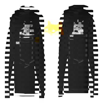 ドージコインシャツフェイクポケットシャツドージコイントゥザムーン 長袖Tシャツ - Kawaiitshirt