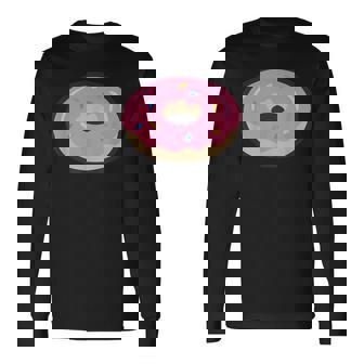 ドーナツレッドアイシングコミックグラフィック メンズ レディース 子供用 長袖Tシャツ - Kawaiitshirt