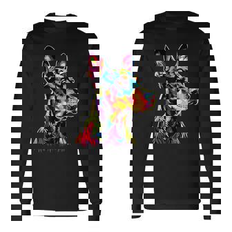 ドーベルマン ドッグ カラフル ポップアート 犬 誇り ドーベルマン 長袖Tシャツ - Kawaiitshirt