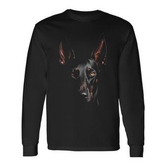 ドーベルマン モチーフ ペット イラスト 犬 ドーベルマン 長袖Tシャツ - Kawaiitshirt