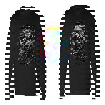 ナマケモノ カラフルな色彩 ポップアート グラフィック 怠け者 長袖Tシャツ - Kawaiitshirt