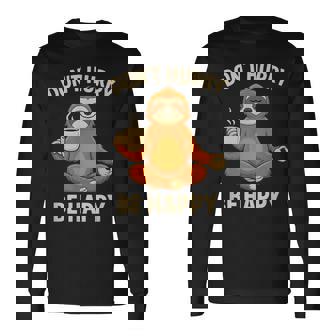 ナマケモノ コーヒー 瞑想 グラフィック 面白い 長袖Tシャツ - Kawaiitshirt