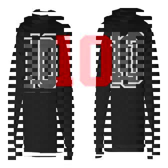 ナンバー10 スポーツジャージ 誕生日 年齢 ラッキーナンバー レッド ホワイト 長袖Tシャツ - Kawaiitshirt