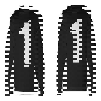 ナンバーワン 数字 1 プレーン ホワイト 数字 長袖Tシャツ - Kawaiitshirt