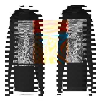 ニャンコの叫び 面白いtシャツ 猫 ムンクの叫び パロディ ネコ メンズ 子供 おもしろ 服 おもしろグッズ ネタ 長袖Tシャツ - Kawaiitshirt