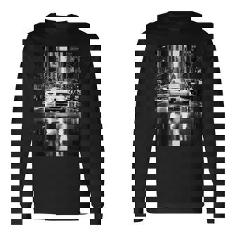 ニューヨークのタクシーのモノクロ写真 写真 長袖Tシャツ - Kawaiitshirt