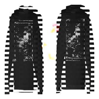 ニワトリ 絵画 描画 動物 アート グラフィック ニワトリ 長袖Tシャツ - Kawaiitshirt