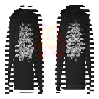 ネイティブアメリカン オオカミの頭 トライバル ボヘミアン タトゥーアート 長袖Tシャツ - Kawaiitshirt