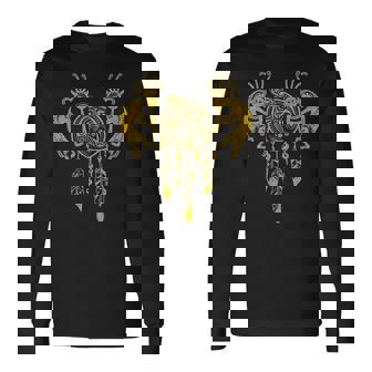 ネイティブアメリカン ココペリ クジラ ドリームキャッチャー 7 ファンファン ファン 長袖Tシャツ - Kawaiitshirt