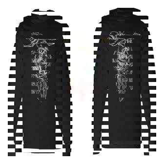 ネイティブアメリカンフィリグリー ココペリ ドリームキャッチャー 3 ファンファン ファン 長袖Tシャツ - Kawaiitshirt