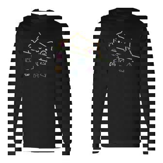 ネオンダイス 猫 カラフル 肉球 動物 かわいい 猫 面白い ネオン 長袖Tシャツ - Kawaiitshirt