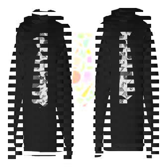 ネギニンジンと豆の柄のベジタブルタイ 長袖Tシャツ - Kawaiitshirt