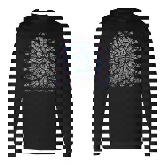 ノートルダム ステンドグラス ロゼッタ ウィンドウ 長袖Tシャツ - Kawaiitshirt