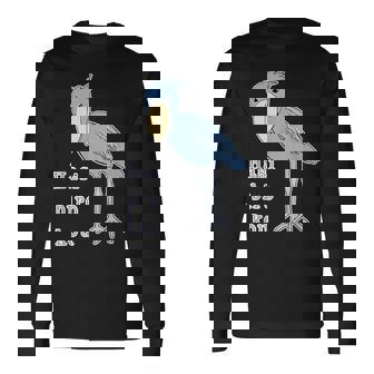 ハシビロコウさん 『セルフィー』青い鳥【どうぶつフレンズ 】ゆるくて かわいい 動物園の生き物 イラスト 長袖Tシャツ - Kawaiitshirt