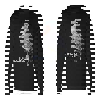 ハシビロコウ（写真 切り抜き）大きな 青い鳥 グッズ 長袖Tシャツ - Kawaiitshirt