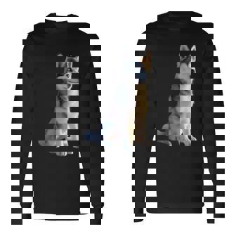 ハスキーがモチーフの愛犬家 シベリアンハスキーが大好き 長袖Tシャツ - Kawaiitshirt