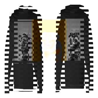 ハッピーロットワイラー犬自撮りポートレート 長袖Tシャツ - Kawaiitshirt