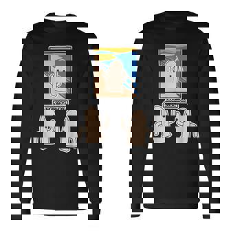 ハニワくん の ムンクの叫び と 見つめる 埴輪【ゆるフレンズ】名画 パロディ キャラクター かわいい イラスト 面白い 長袖Tシャツ - Kawaiitshirt