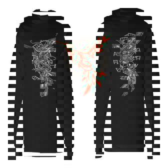 ハミングバード・トライバル・アート ネイティブアメリカン・インディアン・インディジナス 長袖Tシャツ - Kawaiitshirt