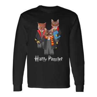 ハリーポッター 子猫 猫好きへのギフト かわいいポッター猫 長袖Tシャツ - Kawaiitshirt