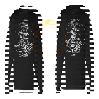 ハロウィン スケルトン ロックハンド ロッカー メンズ ボーイズ ロックミュージック 長袖Tシャツ - Kawaiitshirt
