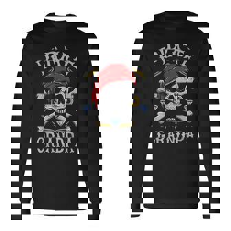 ハロウィン 怖い海賊 スカル・クロスボーン 海賊おじいちゃん 長袖Tシャツ - Kawaiitshirt