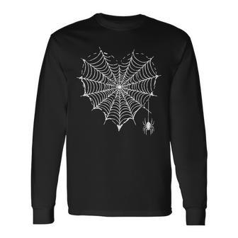 ハロウィンパーティー 不気味な蜘蛛の巣 ハートtシャツ トリックオアトリート 長袖Tシャツ - Kawaiitshirt