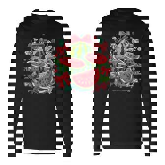 ハローサマー 2025 ガールズ スイカ おもしろバケーション キッズ 長袖Tシャツ - Kawaiitshirt