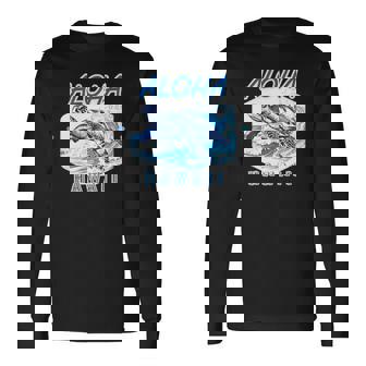 ハワイ ハワイアン ワイキキビーチ サーフボート ヤシの木 アロハ 夏 風景 海好き ウミガメ 波乗り 長袖Tシャツ - Kawaiitshirt