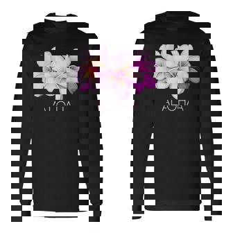 ハワイアンアロハプルメリアアート 長袖Tシャツ - Kawaiitshirt